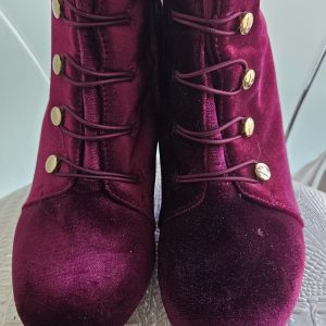 Maroon Victorian Style Golden Button Booties