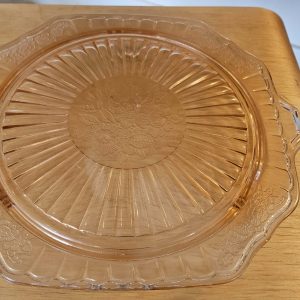 Pink Depression Glass Footed Cake Plate